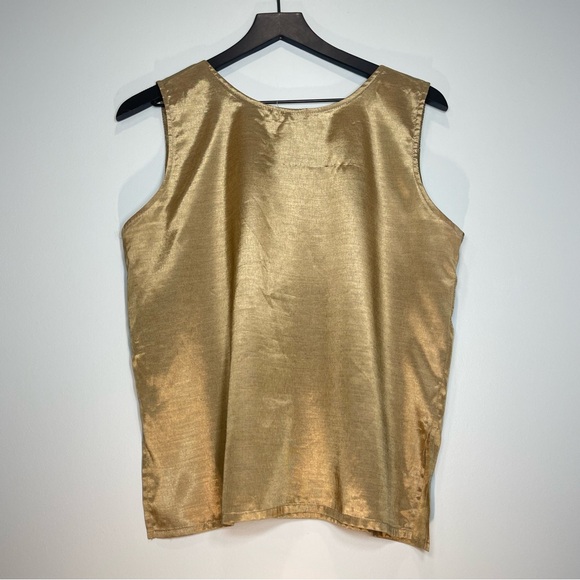 THAI SILK Women's  Beautiful Tank Top Shirt Bronze Gold Size Large - Picture 2 of 10